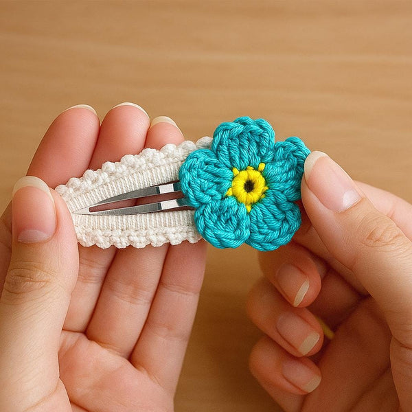 Crochet Flower Hair Clip – PDF Pattern (Digital Download)