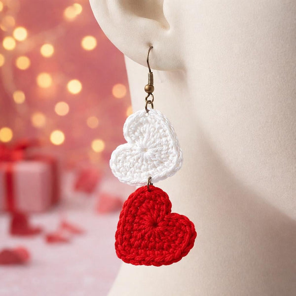 Crochet Heart Earrings Pattern PDF: Valentine Heart
