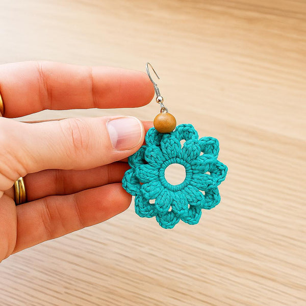 Crochet Flower Earrings – PDF Pattern/ Instand download/ easy-quick