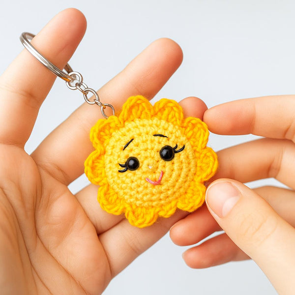 Amigurumi Sun Keychain – No-Sew PDF Crochet Pattern (Beginner Friendly)