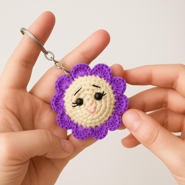 Amigurumi Sun Keychain – No-Sew PDF Crochet Pattern (Beginner Friendly)