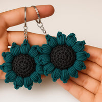 Crochet Sunflower Keychain Pattern – Puff Petal Flower Keyring (PDF Pattern)