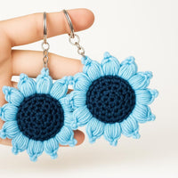 Crochet Sunflower Keychain Pattern – Puff Petal Flower Keyring (PDF Pattern)