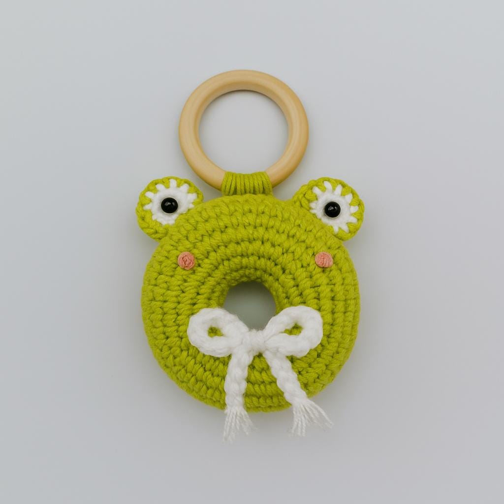 Crochet Frog Donut Keychain PDF Pattern - Amigurumi Accessory