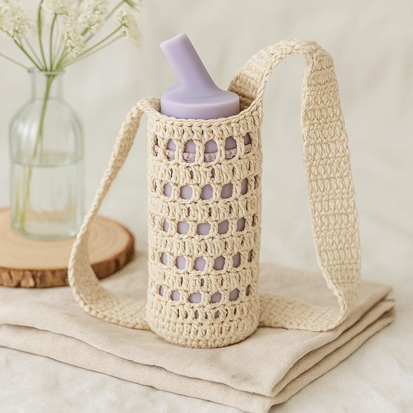 Crochet Mesh Water Bottle Bag Pattern – Beginner-Friendly PDF Tutorial