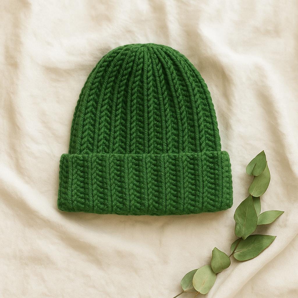 Beanie Crochet Pattern: Stretchy Hat with Foldable Brim (PDF Pattern)