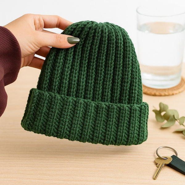 Beanie Crochet Pattern: Stretchy Hat with Foldable Brim (PDF Pattern)