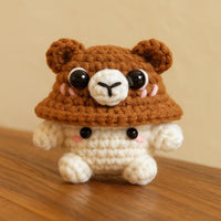 Crochet Mushroom Character Pattern: Frog, Capybara, Bear, Pig Hats (PDF)