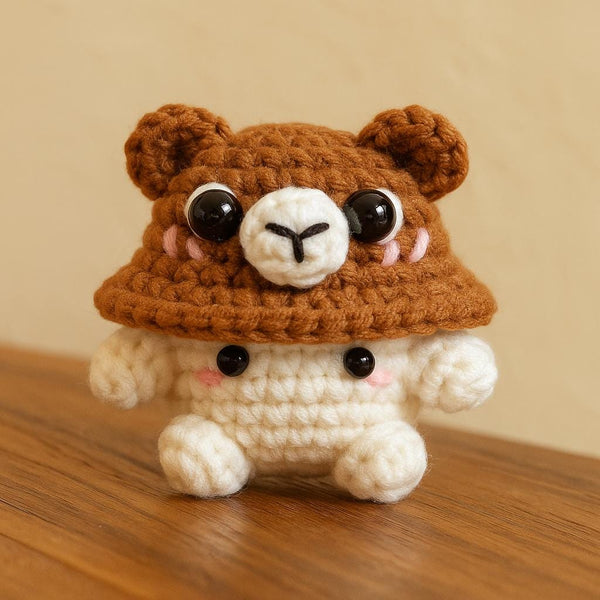 Crochet Mushroom Character Pattern: Frog, Capybara, Bear, Pig Hats (PDF)