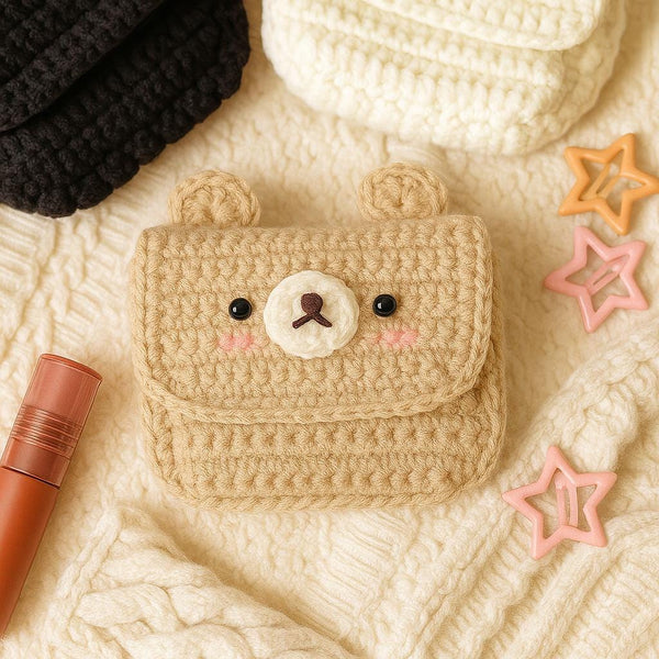 Crochet Animal Pouch Pattern: Bear, Cat, Bunny (PDF Tutorial)