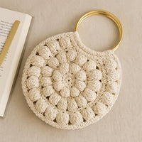 Crochet Popcorn Stitch Handbag Pattern: Round Bag PDF (20cm, 5.5mm Hook)