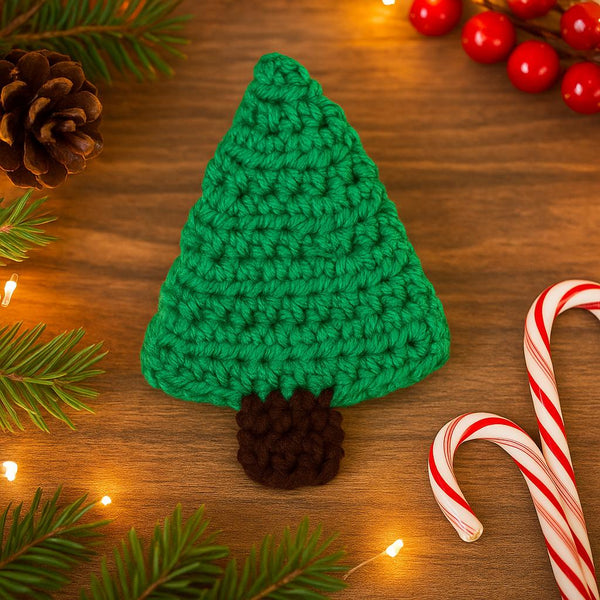 Flat Crochet Christmas Tree Pattern :Easy Beginner PDF, Ornament, Garland, Gift Tag, Holiday Decoration