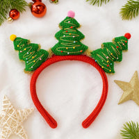 Christmas Headband with Stuffed Tree Crochet PDF Pattern : No Abbreviations