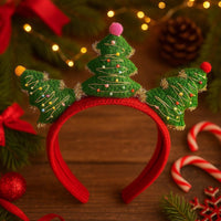 Christmas Headband with Stuffed Tree Crochet PDF Pattern : No Abbreviations