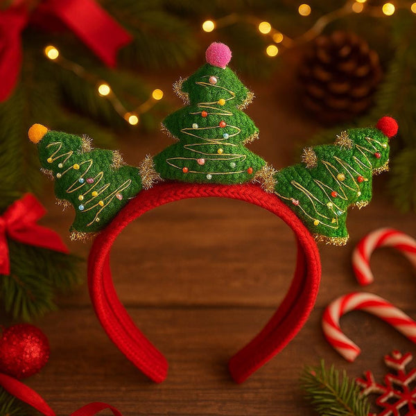 Christmas Headband with Stuffed Tree Crochet PDF Pattern : No Abbreviations