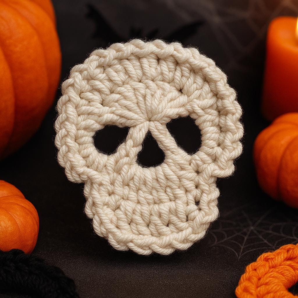 Halloween Quick Crochet Skull Appliqué PDF Pattern : Halloween Bunting, Easy & Fast