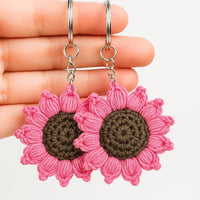 Crochet Sunflower Keychain Pattern – Puff Petal Flower Keyring (PDF Pattern)