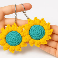 Crochet Sunflower Keychain Pattern – Puff Petal Flower Keyring (PDF Pattern)