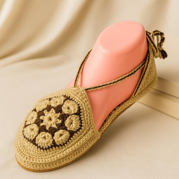Single-Motif Crochet Sandal PDF Pattern : Size 38–39, Pre-Perforated Sole