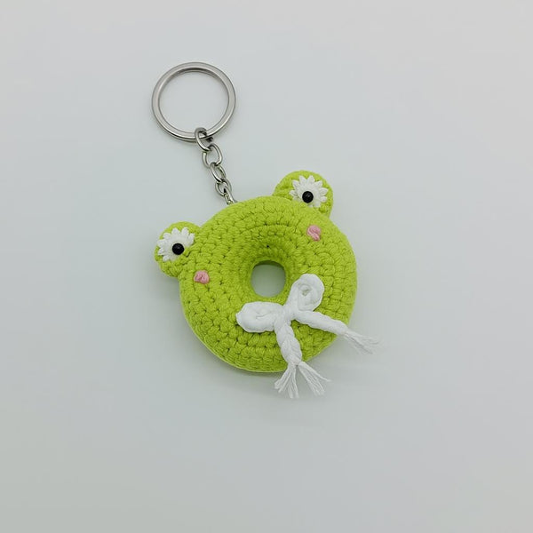 Crochet Frog Donut Keychain PDF Pattern - Amigurumi Accessory