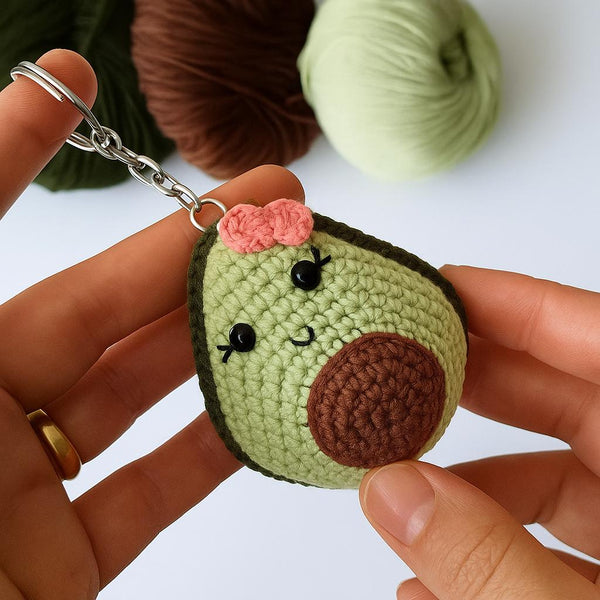 Crochet Avocado Keychain PDF Pattern: Amigurumi Kawaii Bag Charm