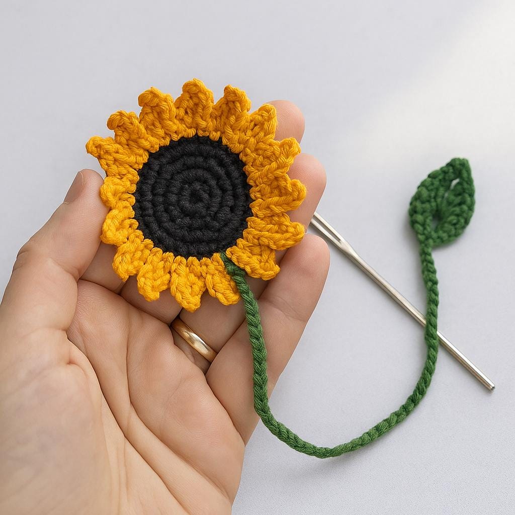 Amigurumi Sunflower Bookmark – Crochet PDF Pattern (Handmade & Beginner Friendly)