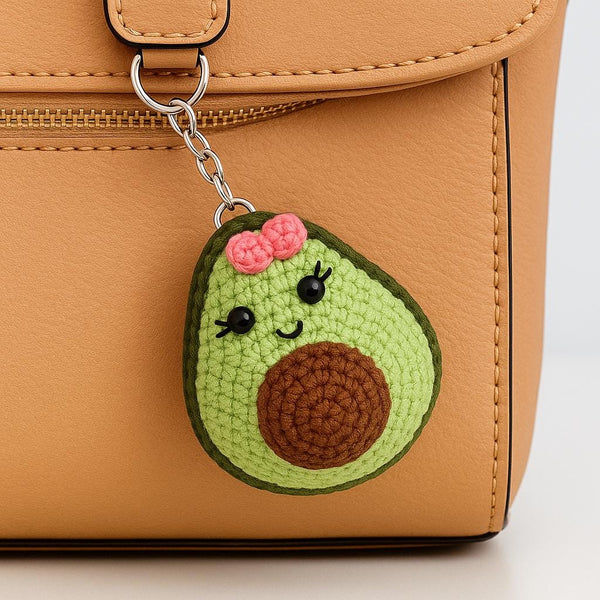 Crochet Avocado Keychain PDF Pattern: Amigurumi Kawaii Bag Charm
