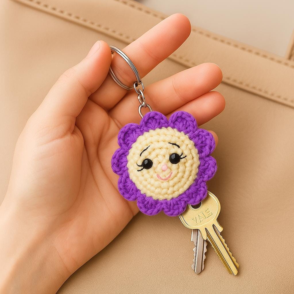 Amigurumi Sun Keychain – No-Sew PDF Crochet Pattern (Beginner Friendly)