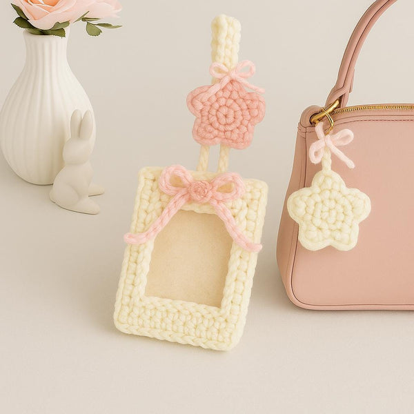 Crochet Photo Card Holder & Charm Set PDF – Bow, Rose, Butterfly, Star