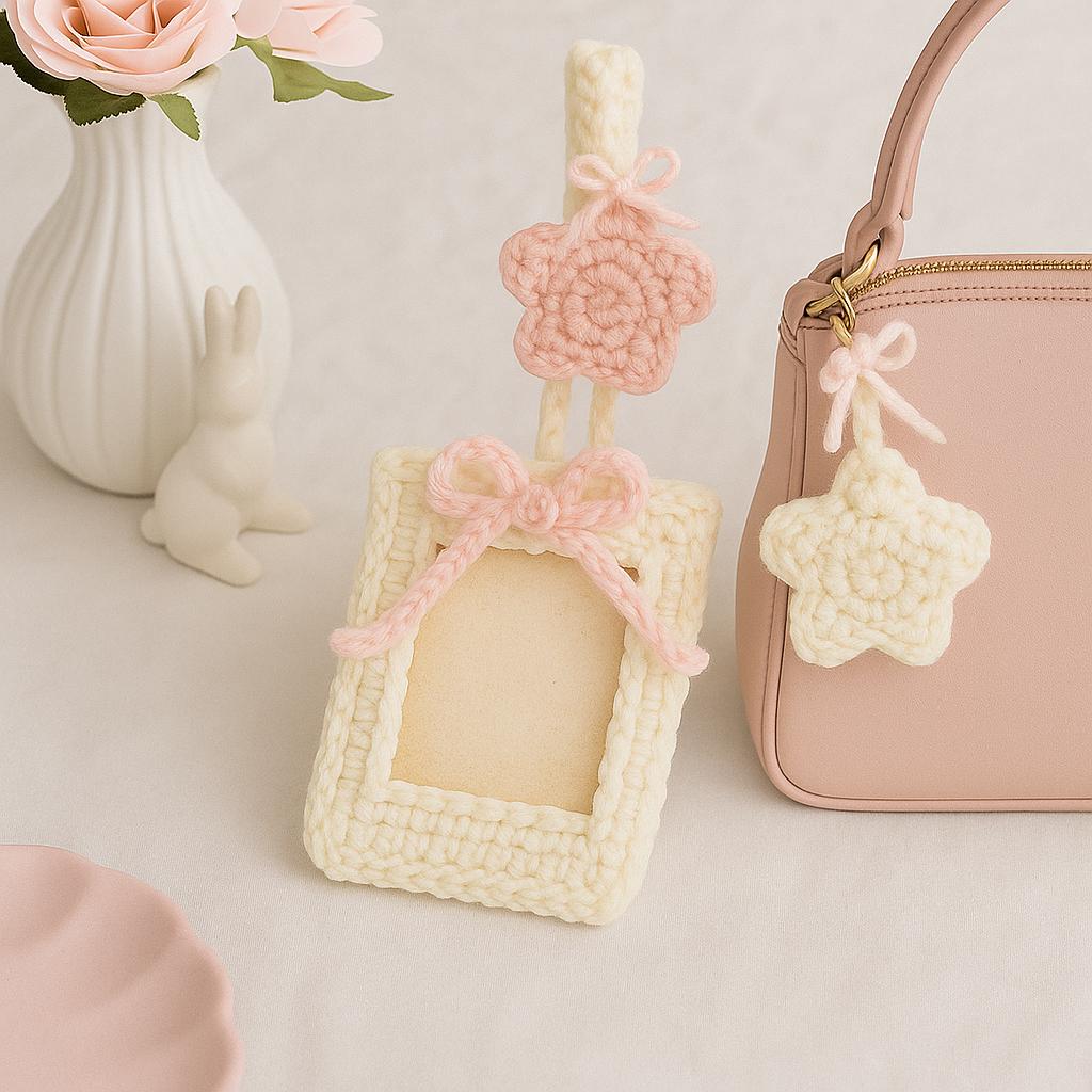 Crochet Photo Card Holder & Charm Set PDF – Bow, Rose, Butterfly, Star