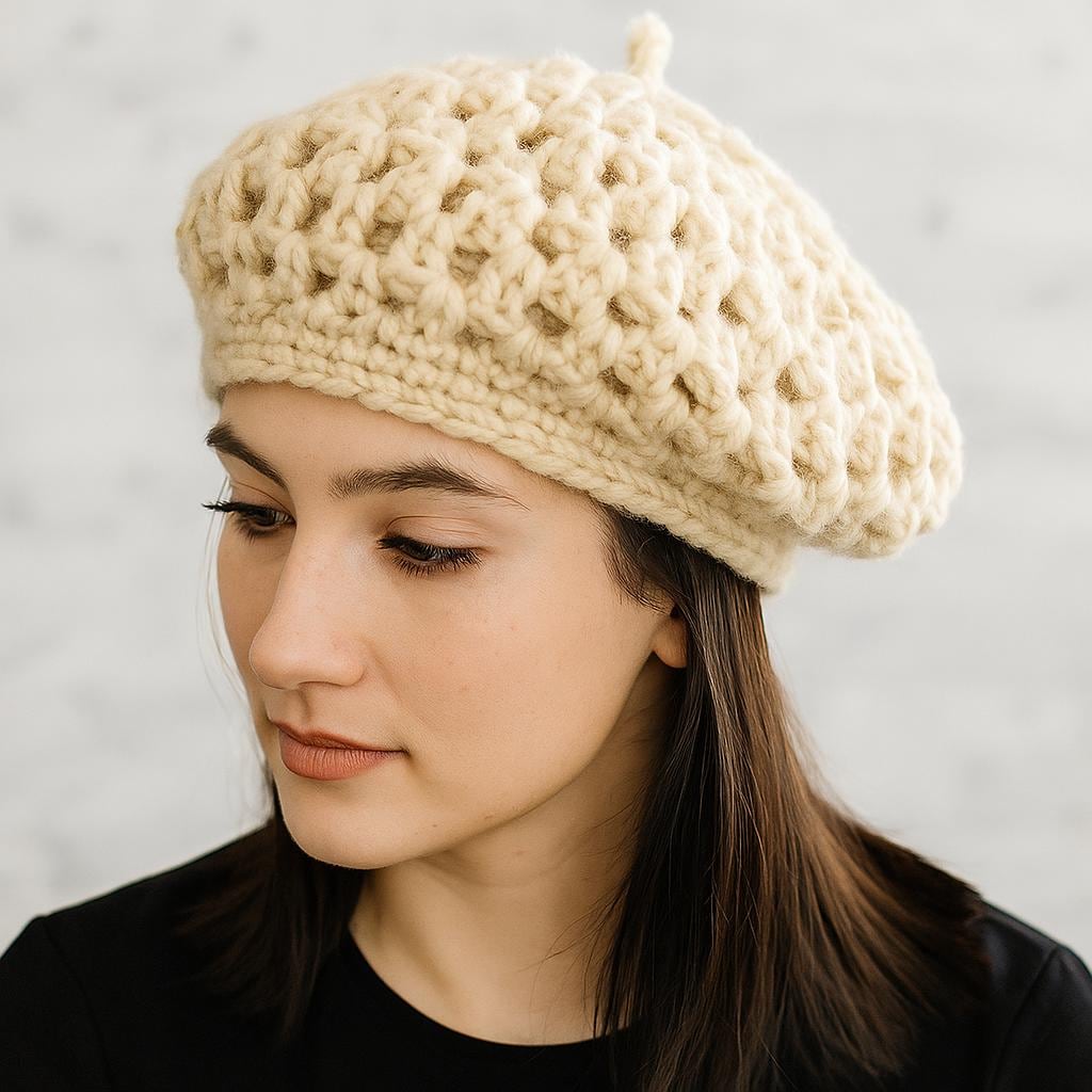 Crochet Gourmet Beret PDF Pattern: Bulky Yarn French Style Painter Hat