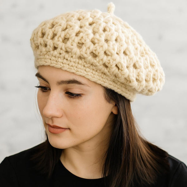 Crochet Gourmet Beret PDF Pattern: Bulky Yarn French Style Painter Hat
