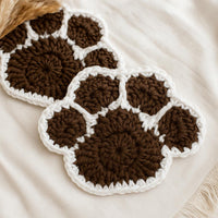 Paw Print Coaster Crochet Pattern PDF – Beginner Friendly, 2-Color, Magic Ring, Pet Lover Gift