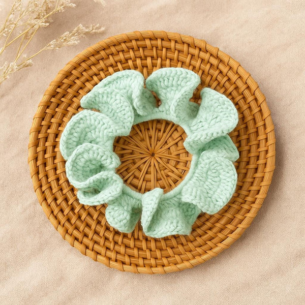 Ruffled Hair Tie Crochet Pattern PDF – Over Elastic Scrunchie, Quick Beginner Make