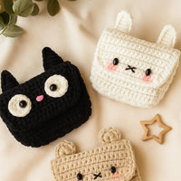 Crochet Animal Pouch Pattern: Bear, Cat, Bunny (PDF Tutorial)