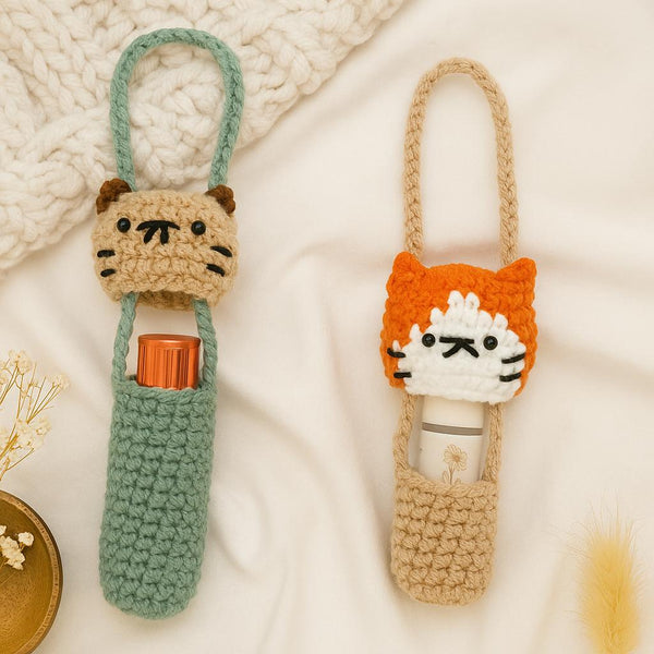 Crochet Cat Lip Balm Holder Pattern: Amigurumi Keychain (PDF Pattern)