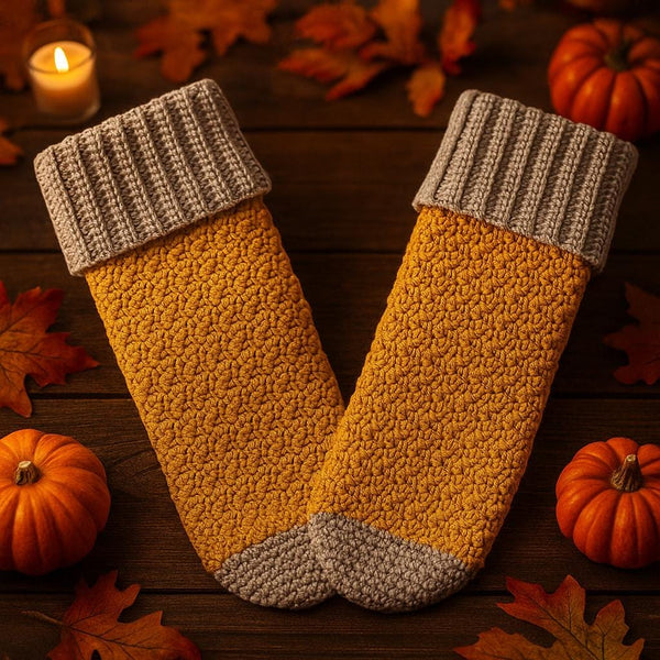 Crochet Socks Pattern PDF: Stretchy Cuff, US Terms (Instant Download)