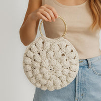 Crochet Popcorn Stitch Handbag Pattern: Round Bag PDF (20cm, 5.5mm Hook)