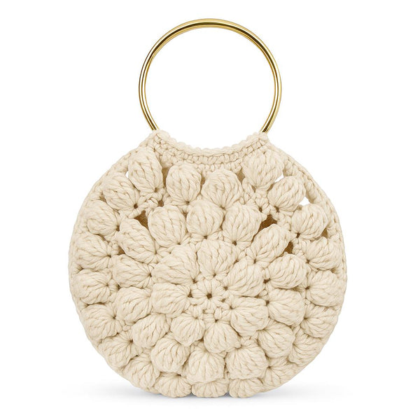 Crochet Popcorn Stitch Handbag Pattern: Round Bag PDF (20cm, 5.5mm Hook)