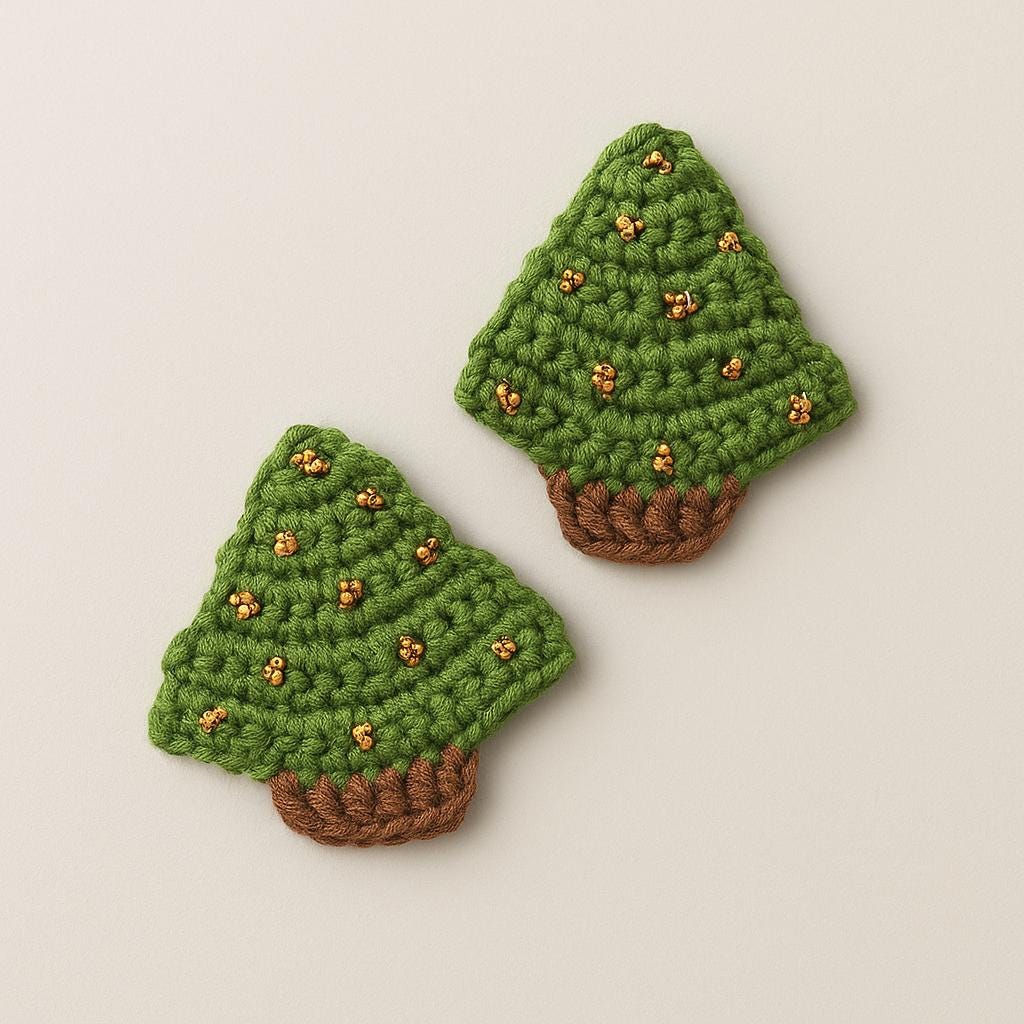 Crochet Christmas Tree Hair Clip Pattern: US Terms (PDF Download)