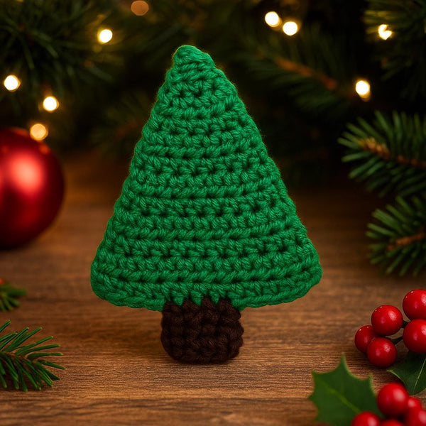 Flat Crochet Christmas Tree Pattern :Easy Beginner PDF, Ornament, Garland, Gift Tag, Holiday Decoration