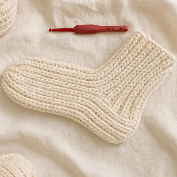 Socks Pattern PDF : Reversible, Cuff-to-Toe, Beginner Friendly, Bulky Yarn, Instant Download
