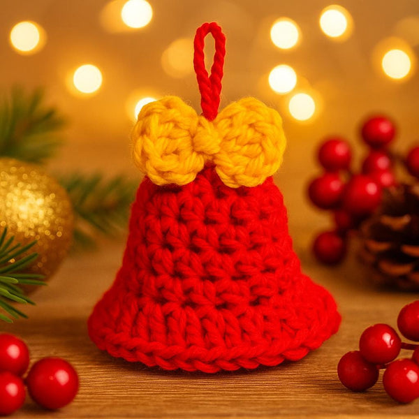 Christmas Bell Ornament Crochet PDF Pattern: Fast, Easy, Beginner