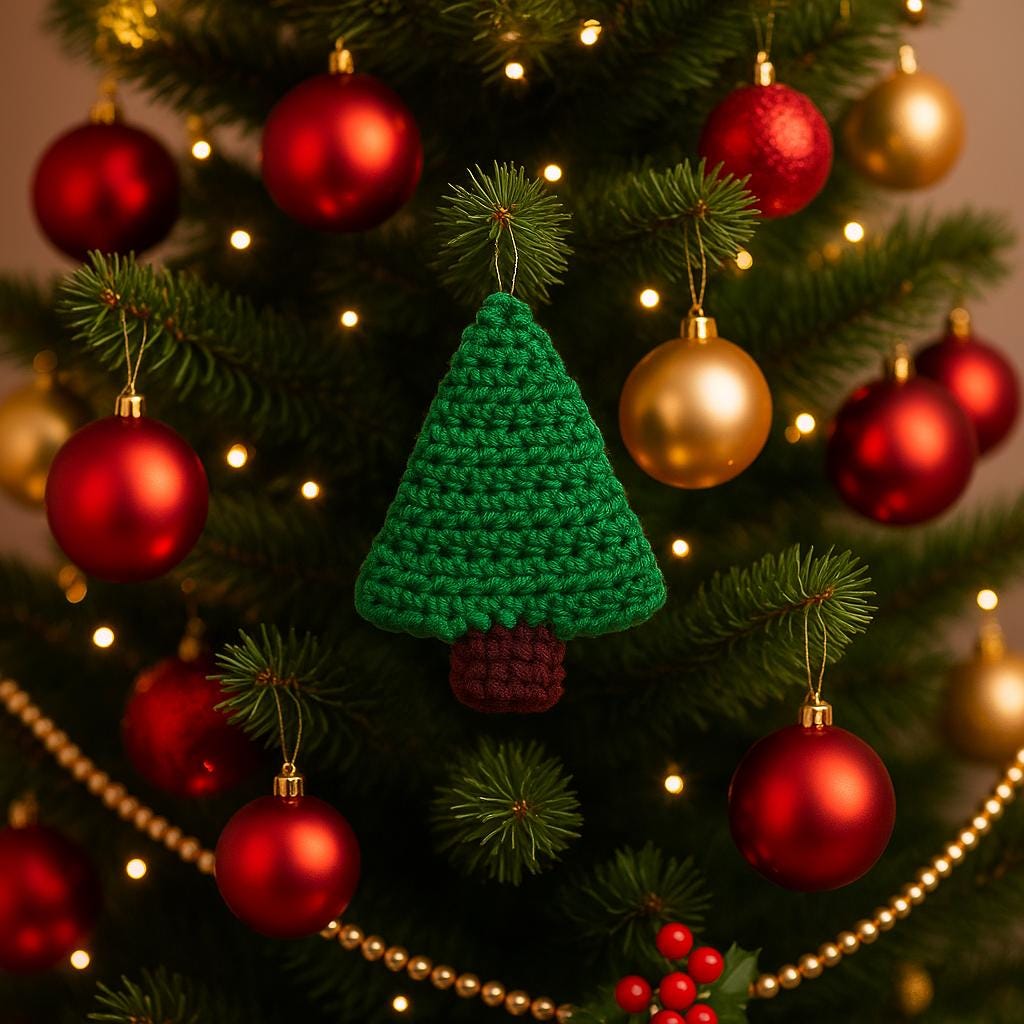 Flat Crochet Christmas Tree Pattern :Easy Beginner PDF, Ornament, Garland, Gift Tag, Holiday Decoration