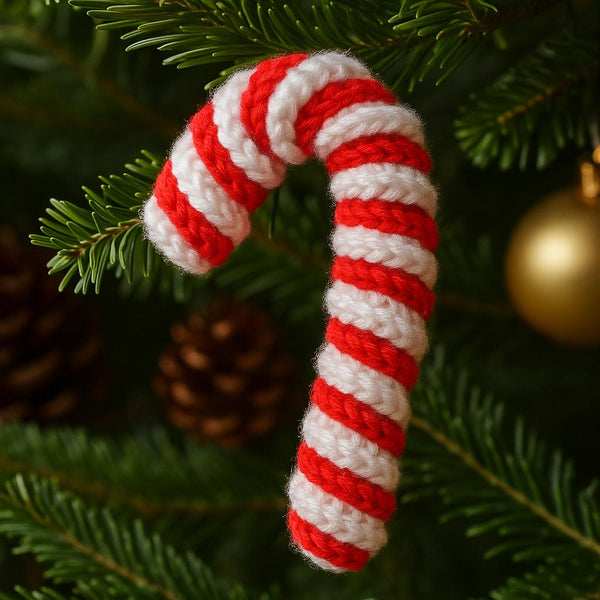 Christmas Crochet Candy Cane Ornament PDF Pattern : No Abbreviations, Beginner Friendly