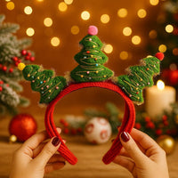 Christmas Headband with Stuffed Tree Crochet PDF Pattern : No Abbreviations