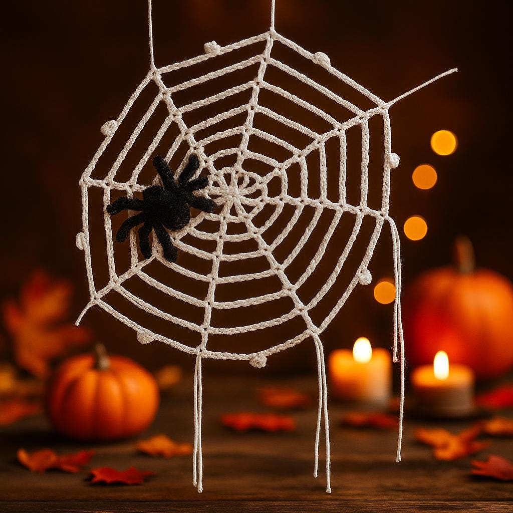 Halloween Crochet Spider Web Pattern: Round & Corner Webs (PDF)