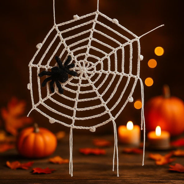 Halloween Crochet Spider Web Pattern: Round & Corner Webs (PDF)