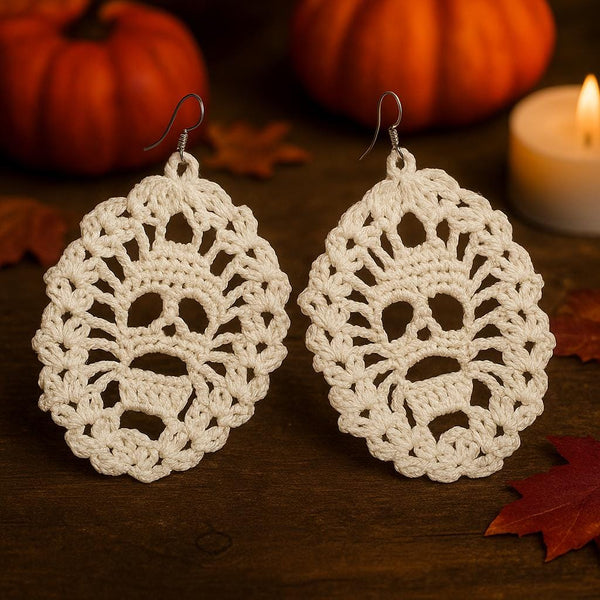 Halloween Earrings Crochet Pattern Bundle | Skull & Mini Pumpkin PDF | Beginner,  | Instant Download