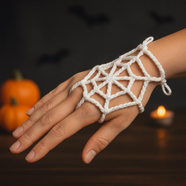 Crochet Spider Web Fingerless Gloves Pattern: Halloween Cosplay (PDF Download)